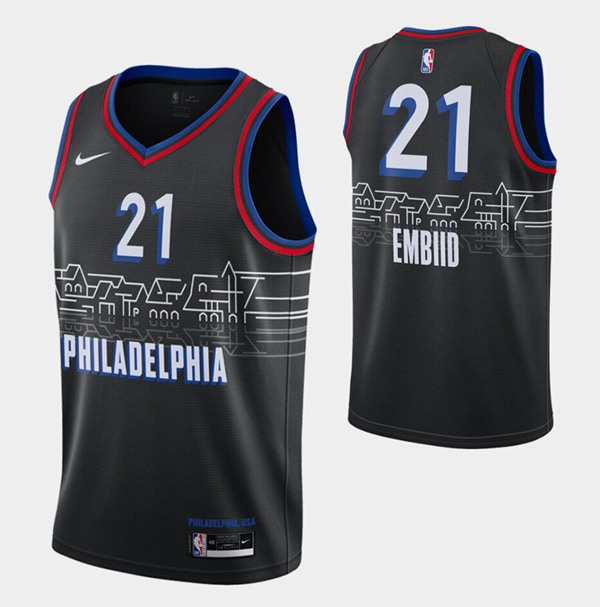 Men's Philadelphia 76ers #21 Joel Embiid Black NBA City Swingman 2020-21 Stitched Jersey